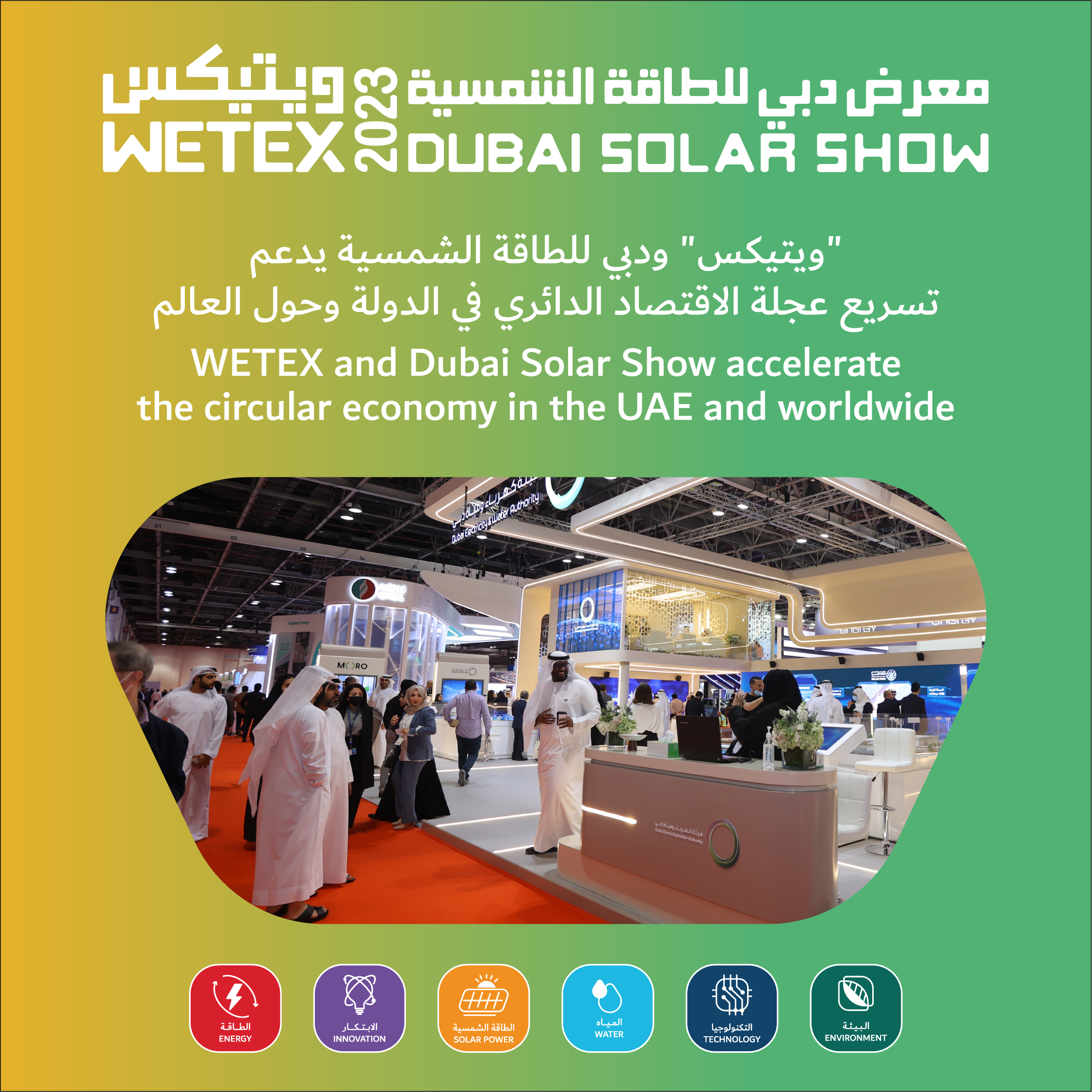 ويعزز معرض ويتيكس ودبي للطاقة الشمسية تبني الاقتصاد الدائري في دولة الإمارات العربية المتحدة ومختلف أنحاء العالم